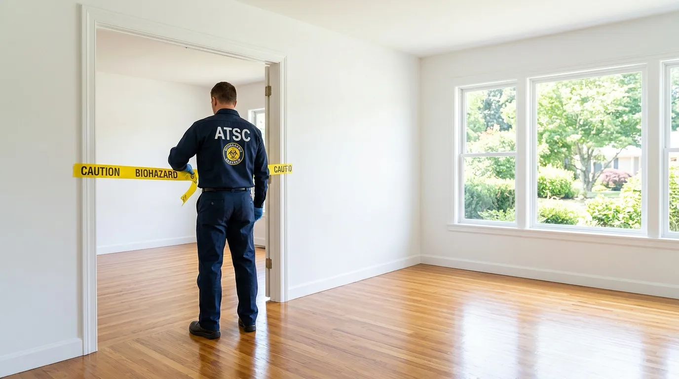 Certified biohazard cleanup crew performing Decomposition Cleanup in Cambridge